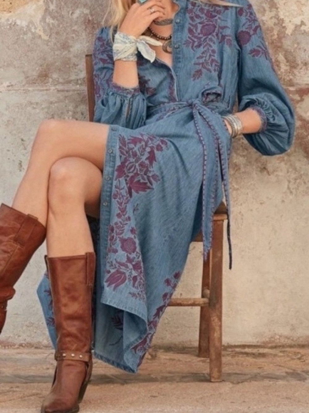 Sundance Denim boho Maxi Dress L Jenny
Mae Floral Embroidered Cottagecore
NWT